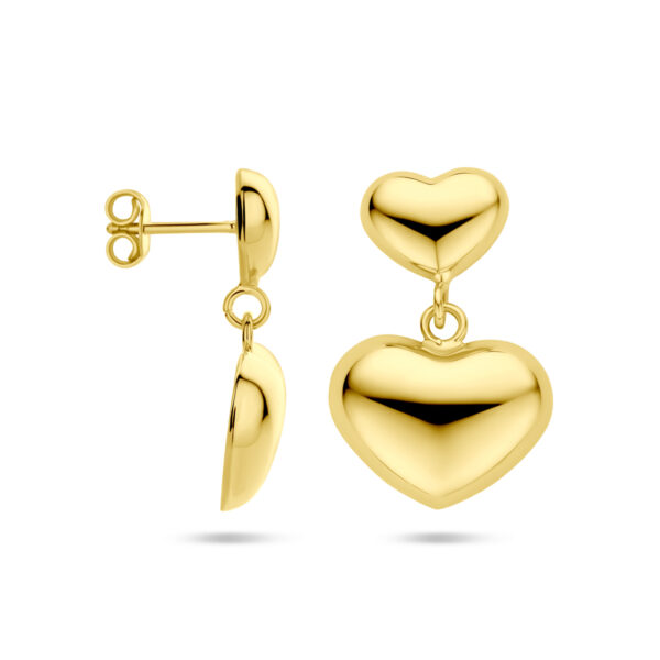 oorhangers hartjes 26 mm 1 micron zilver verguld (geel) - Afbeelding 3
