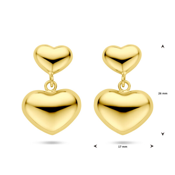 oorhangers hartjes 26 mm 1 micron zilver verguld (geel) - Afbeelding 4