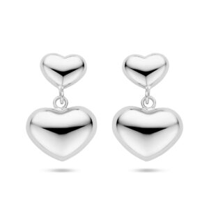 oorhangers hartjes 26 mm zilver gerhodineerd