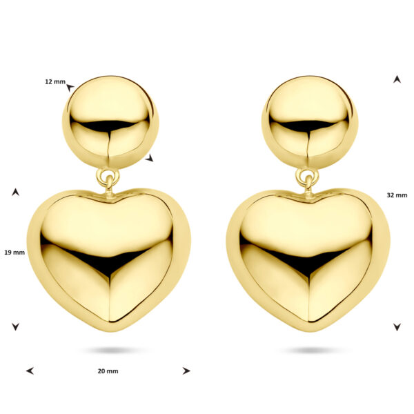 oorhangers hartjes 32 mm 1 micron zilver verguld (geel) - Afbeelding 4
