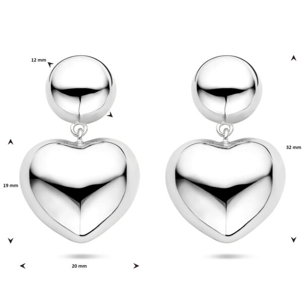 oorhangers hartjes 32 mm zilver gerhodineerd - Afbeelding 4