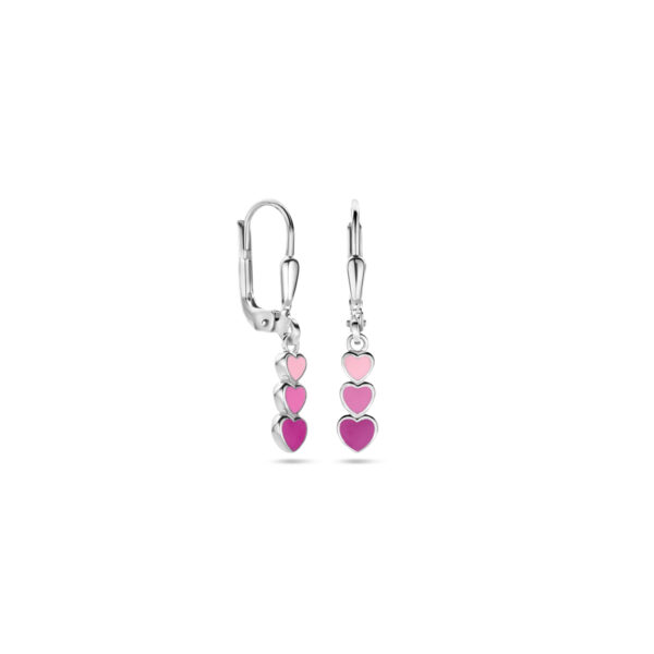 oorhangers hartjes emaille brisur haak 25 mm zilver gerhodineerd - Afbeelding 3
