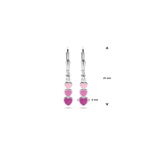 oorhangers hartjes emaille brisur haak 25 mm zilver gerhodineerd - Afbeelding 4
