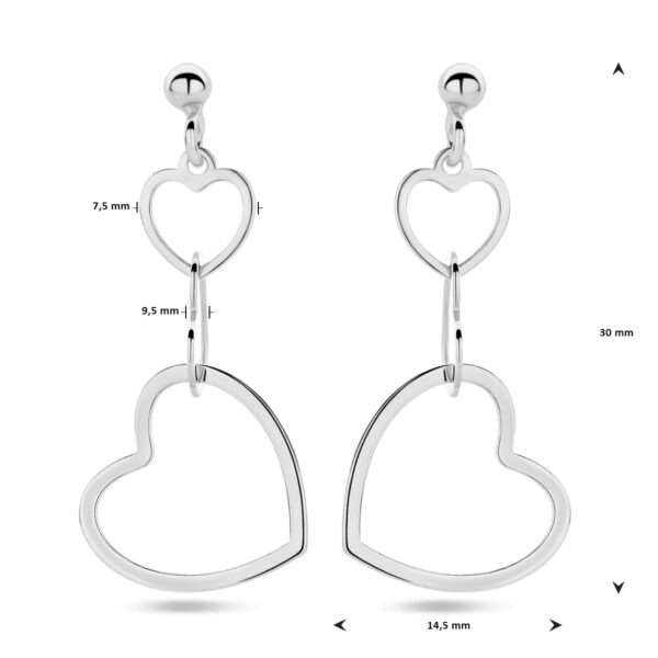 oorhangers hartjes zilver gerhodineerd - Afbeelding 4