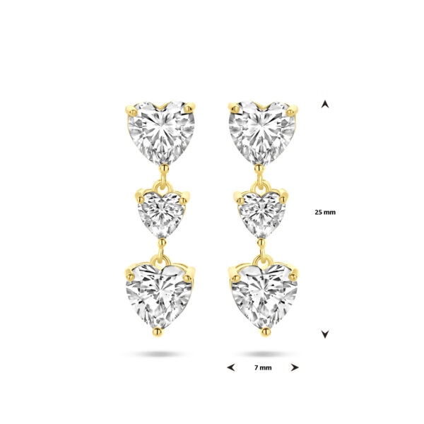 oorhangers hartjes zirkonia 25 mm 1 micron zilver verguld (geel) - Afbeelding 4