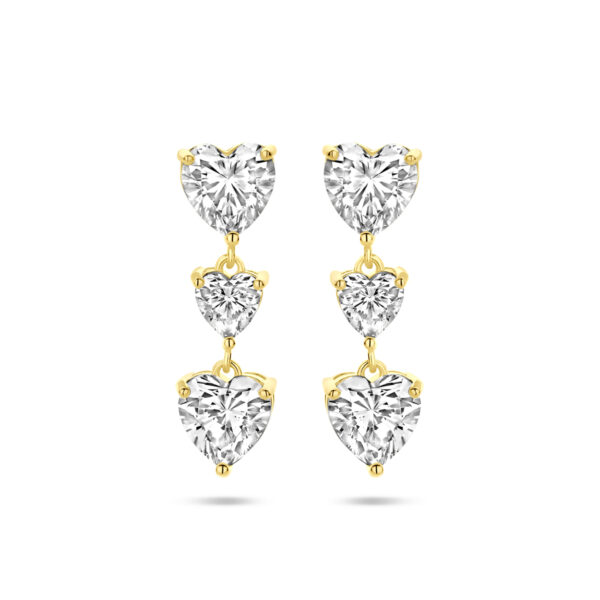 oorhangers hartjes zirkonia 25 mm 1 micron zilver verguld (geel)