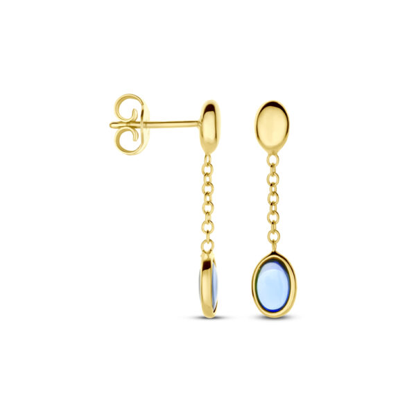 oorhangers london blue topaas 26 mm 14K geelgoud - Afbeelding 3
