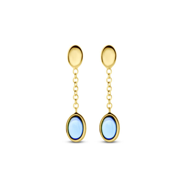 oorhangers london blue topaas 26 mm 14K geelgoud