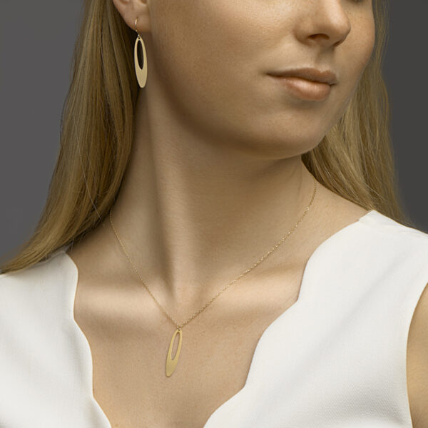 oorhangers ovaal franse haak 14K geelgoud - Afbeelding 3