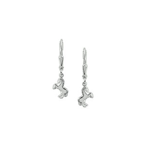oorhangers paard brisur haak zilver wit