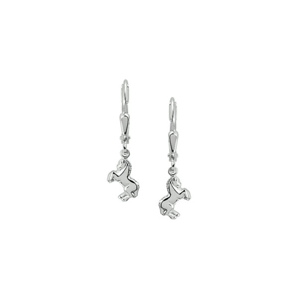 oorhangers paard brisur haak zilver wit