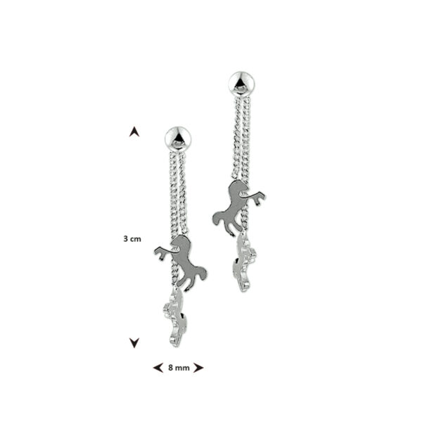 oorhangers paard zilver wit - Afbeelding 4