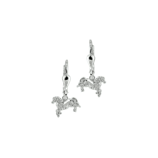 oorhangers paard zilver wit
