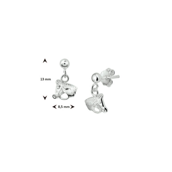 oorhangers paardenhoofd zilver wit - Afbeelding 3