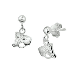 oorhangers paardenhoofd zilver wit