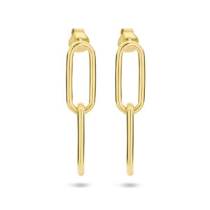 oorhangers paperclip ronde buis zilver verguld (geel)