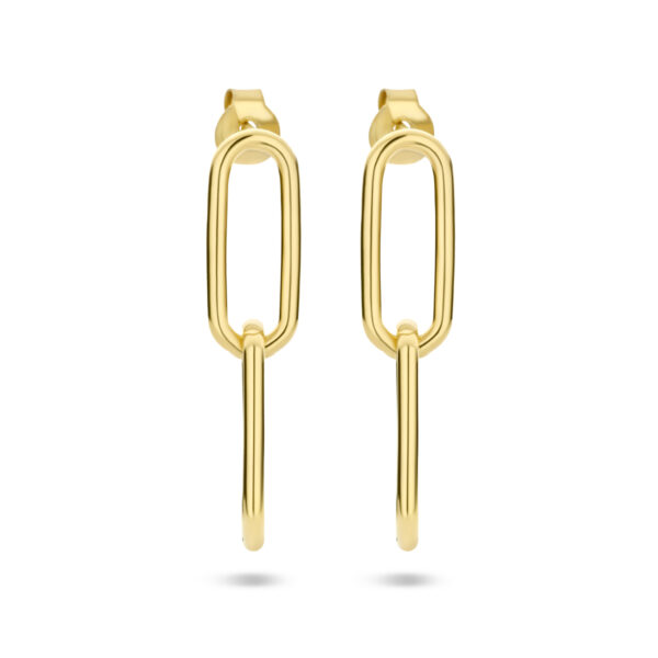 oorhangers paperclip ronde buis zilver verguld (geel)