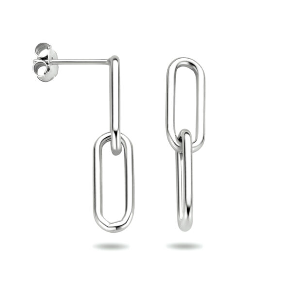 oorhangers paperclip zilver gerhodineerd - Afbeelding 3