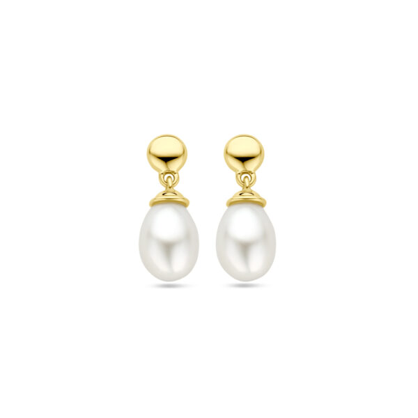 oorhangers parel 15 mm 14K geelgoud