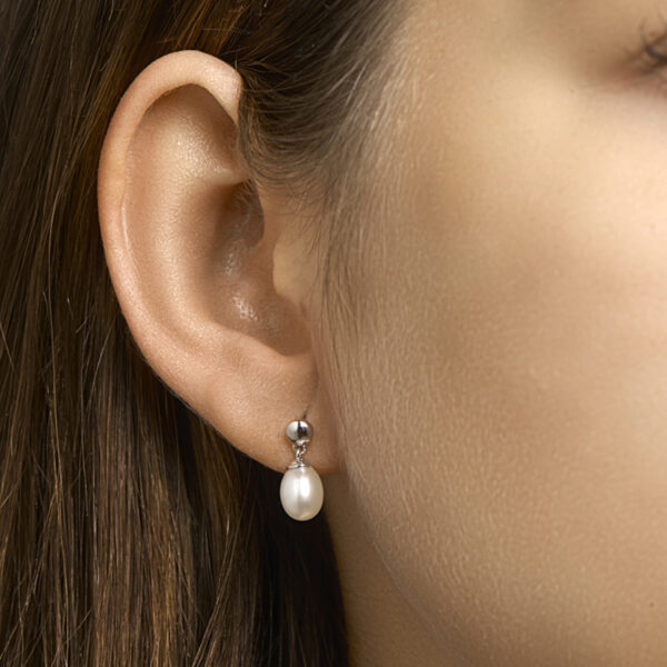 oorhangers parel 15 mm 14K witgoud - Afbeelding 2