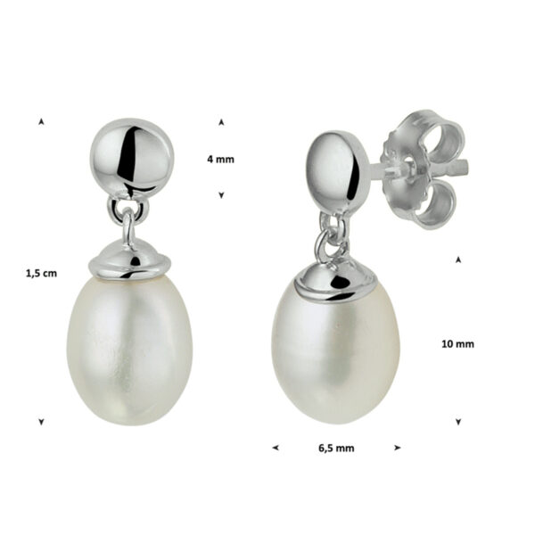 oorhangers parel 15 mm 14K witgoud - Afbeelding 3
