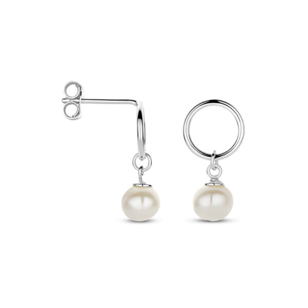 oorhangers parel 17 mm zilver gerhodineerd - Afbeelding 3