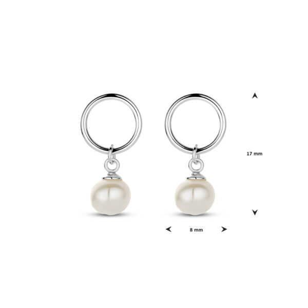 oorhangers parel 17 mm zilver gerhodineerd - Afbeelding 4