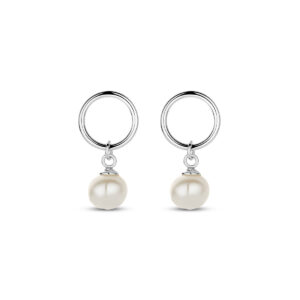 oorhangers parel 17 mm zilver gerhodineerd
