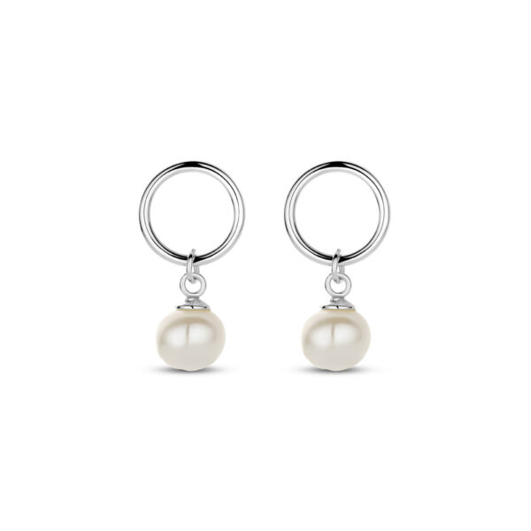 oorhangers parel 17 mm zilver gerhodineerd