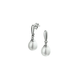 oorhangers parel en zirkonia 14K witgoud