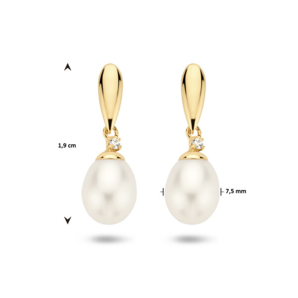 oorhangers parel en zirkonia 19 mm 14K geelgoud - Afbeelding 4