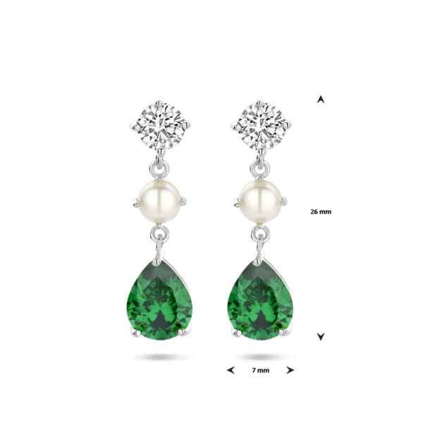 oorhangers parel en zirkonia 26 mm zilver gerhodineerd - Afbeelding 4
