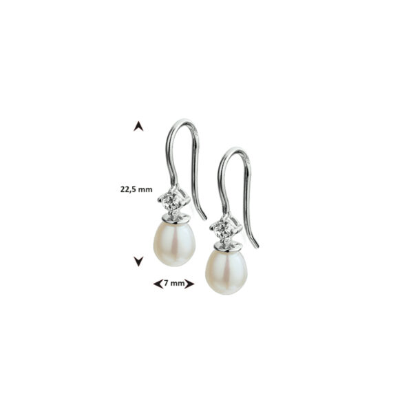 oorhangers parel en zirkonia franse haak zilver gerhodineerd - Afbeelding 3