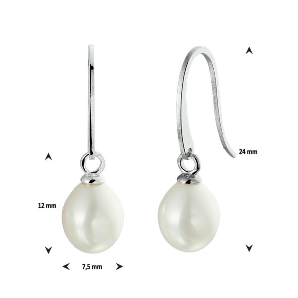 oorhangers parel franse haak zilver gerhodineerd - Afbeelding 2