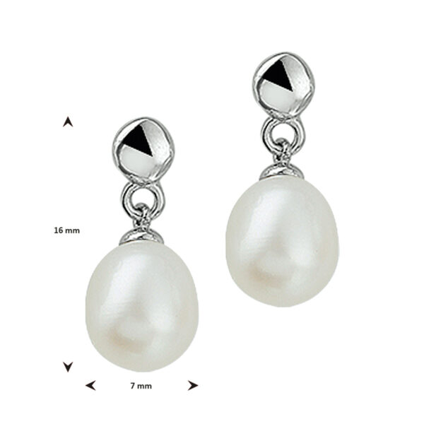 oorhangers parel zilver gerhodineerd - Afbeelding 3