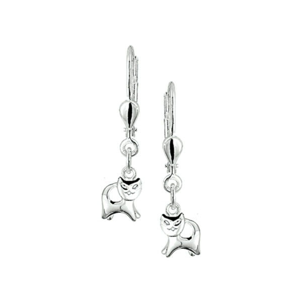 oorhangers poes brisur haak zilver wit