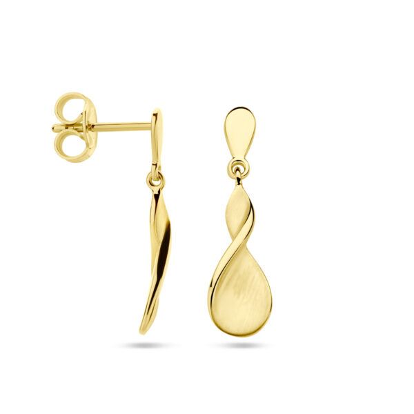 oorhangers poli/mat 14K geelgoud - Afbeelding 3