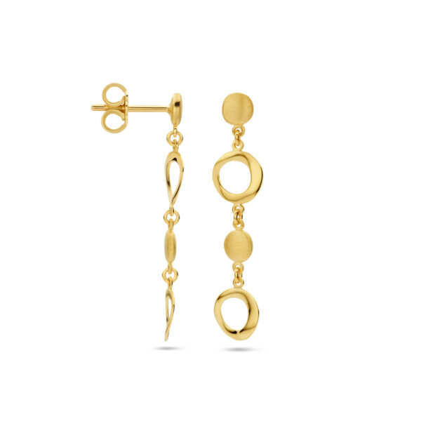 oorhangers poli/mat 14K geelgoud - Afbeelding 3