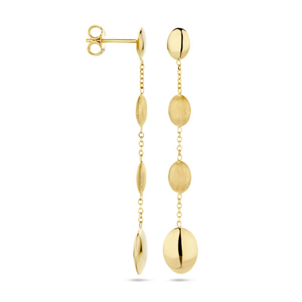 oorhangers poli/mat 14K geelgoud - Afbeelding 3