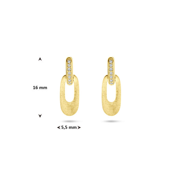 oorhangers poli/mat diamant 0.04ct (2x 0.02ct) h si 16 mm 14K geelgoud - Afbeelding 4