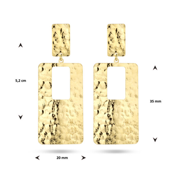 oorhangers rechthoek gehamerd 1 micron zilver verguld (geel) - Afbeelding 4