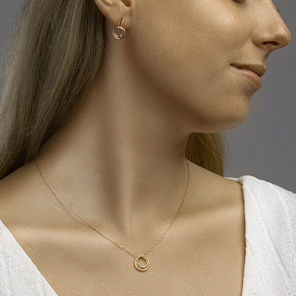 oorhangers rond diamant 0.040ct (2x 0.02ct) h si 14K geelgoud - Afbeelding 3