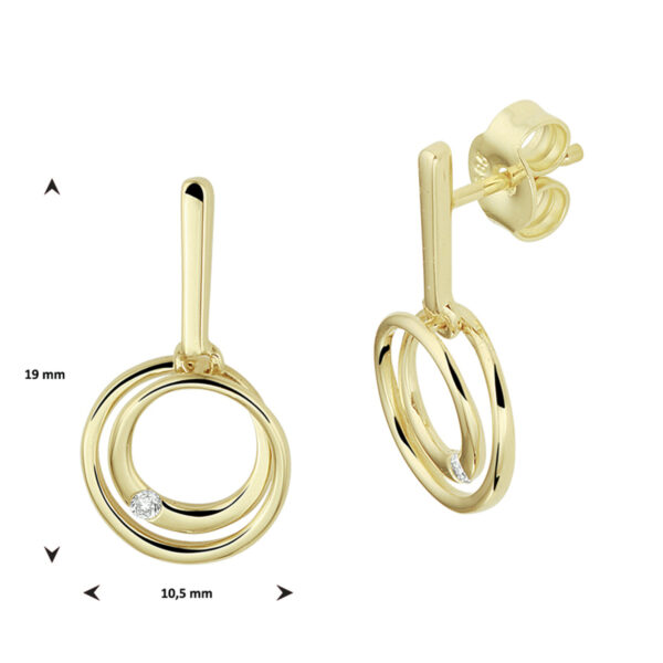 oorhangers rond diamant 0.040ct (2x 0.02ct) h si 14K geelgoud - Afbeelding 4