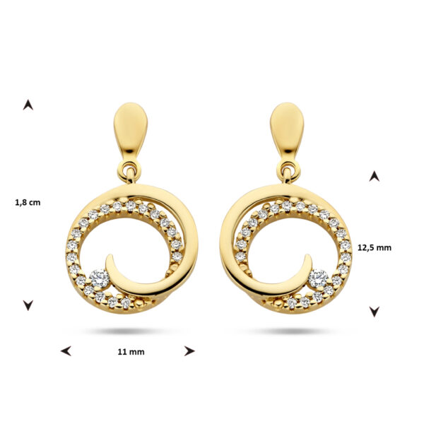 oorhangers rondje diamant 0.14ct (2x0.07ct) h si 14K geelgoud - Afbeelding 4