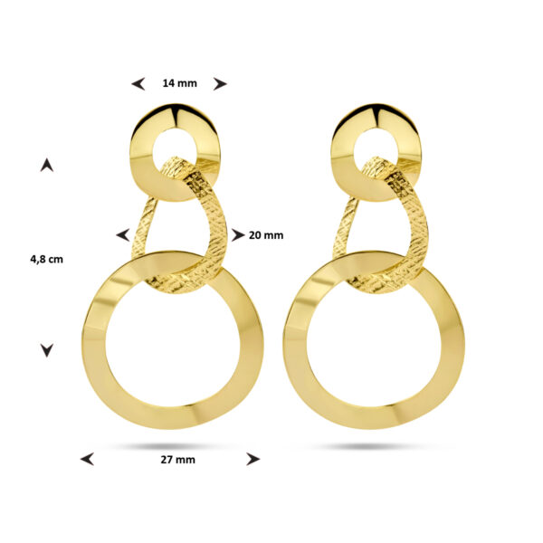 oorhangers rondjes poli/mat 1 micron zilver verguld (geel) - Afbeelding 4