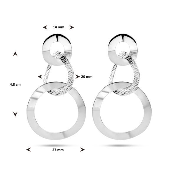 oorhangers rondjes poli/mat zilver gerhodineerd - Afbeelding 4