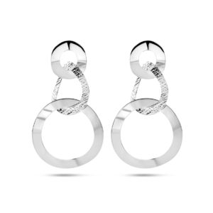oorhangers rondjes poli/mat zilver gerhodineerd