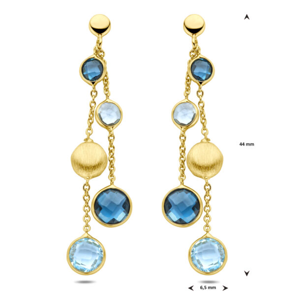 oorhangers rondjes, sky blue topaas en london blue topaas 44 mm 14K geelgoud - Afbeelding 4