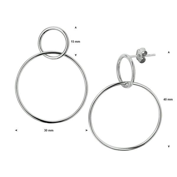 oorhangers rondjes zilver gerhodineerd - Afbeelding 3