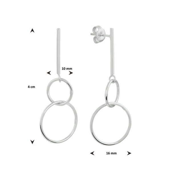 oorhangers rondjes zilver gerhodineerd - Afbeelding 3